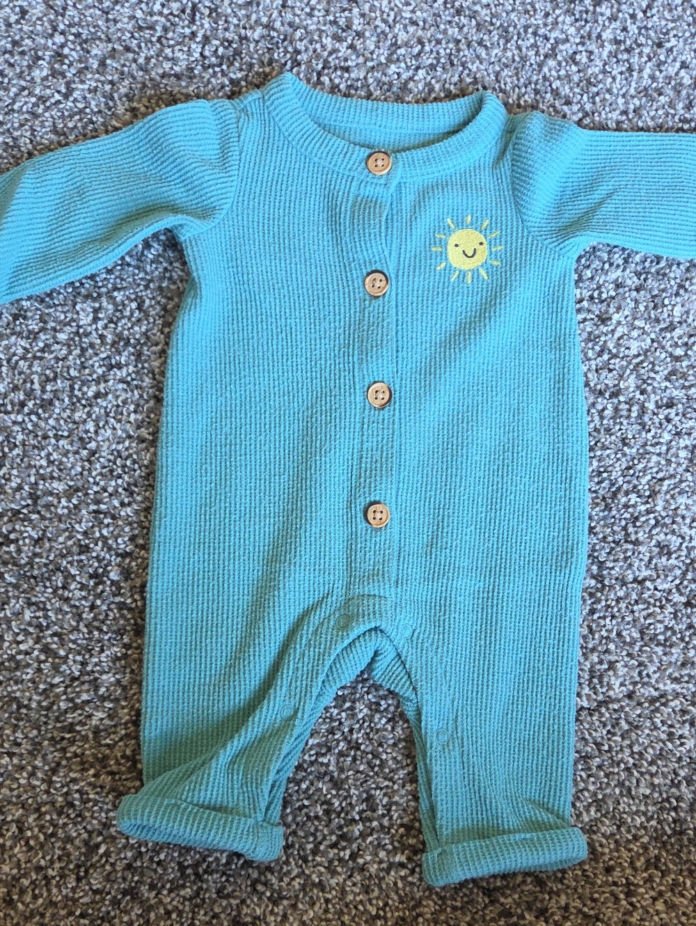 Cat & Jack Turquoise Knit One-Piece with Sunny Embroidery
